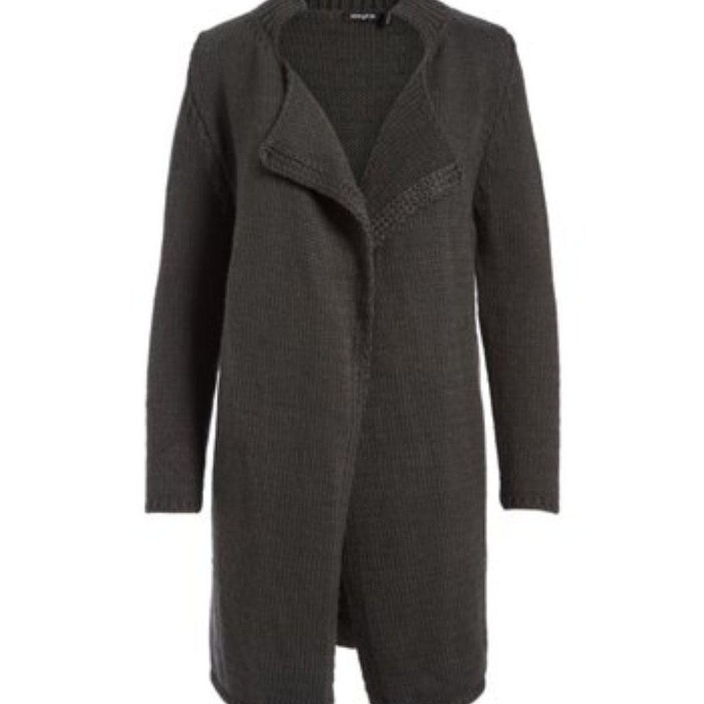 Gray Collar-Accent Open Cardigan - Women